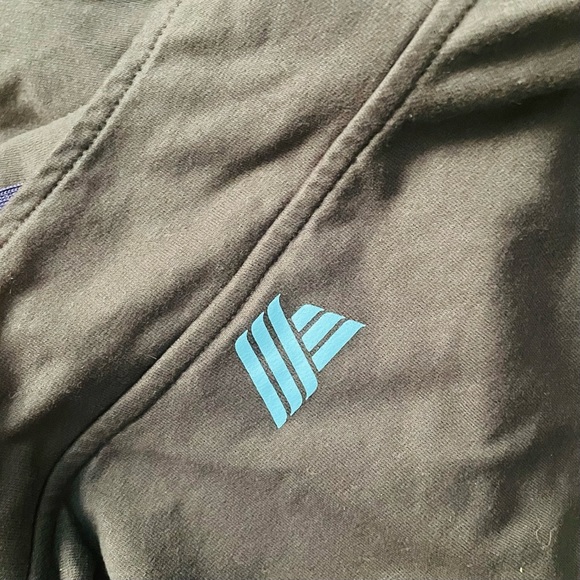 Aldis dark blue with rainbow stripes down arms hoodie zip up - Picture 3 of 3